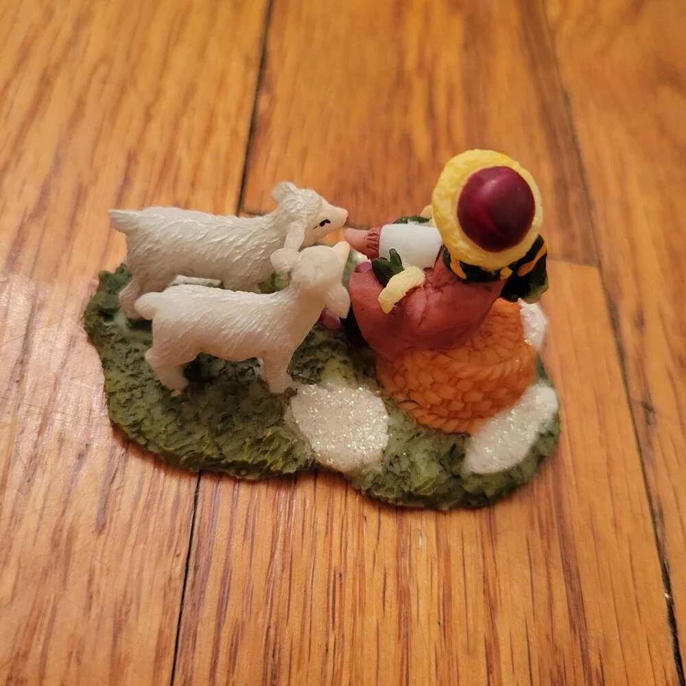 O'Well Young Shepherd Bottle Feeding Lambs Christmas‎ Holiday Village Figurine